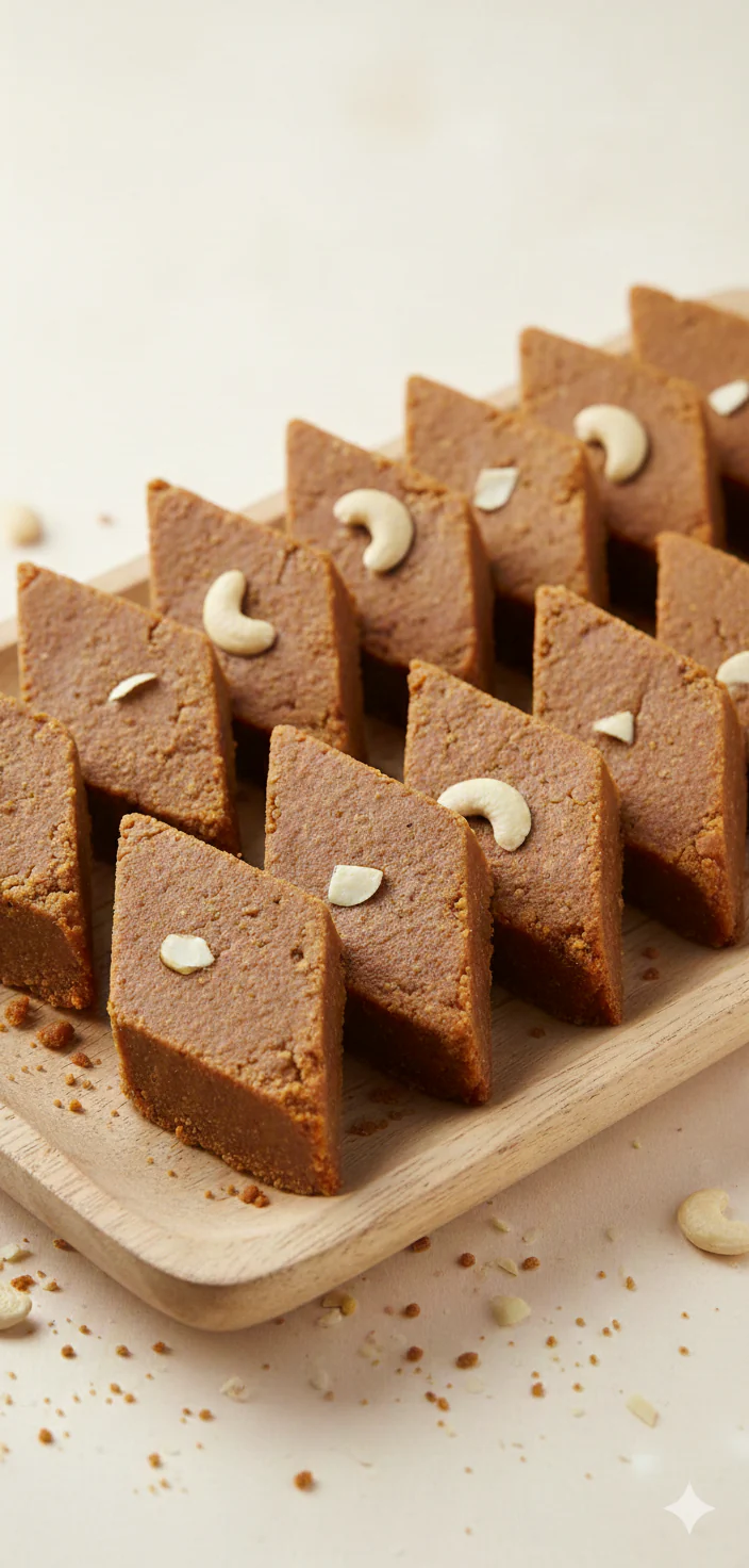 Bellam Kaju Burfi / Jaggery Kaju Katli